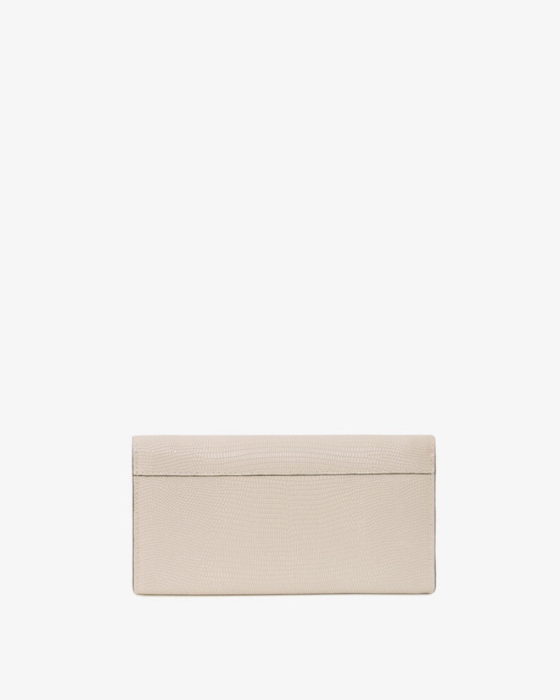 Beige Strathberry Multrees Chain Lizard-Embossed Leather Wallet | UK KDXB-52809