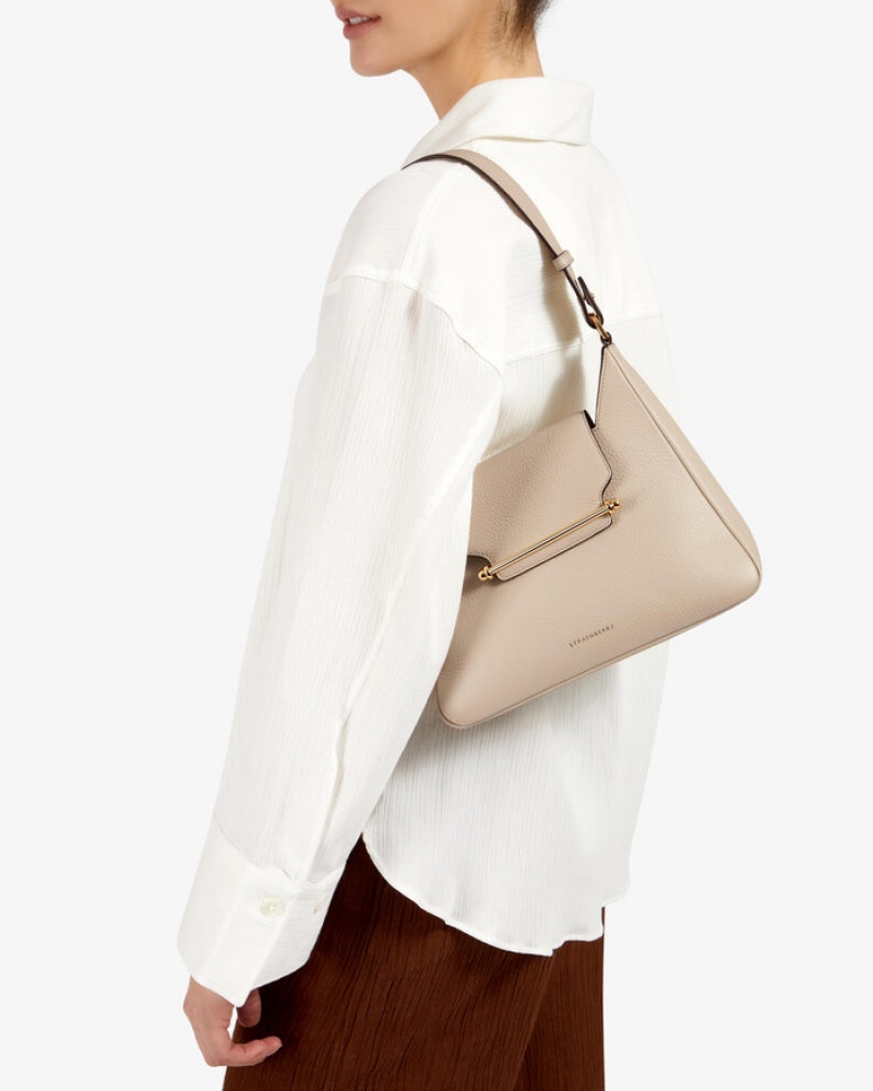 Beige Strathberry Multrees Hobo Crossbody Bag | UK HCAM-46571