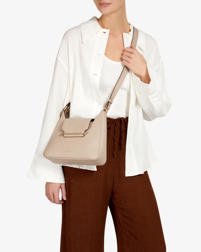 Beige Strathberry Multrees Hobo Crossbody Bag | UK HCAM-46571