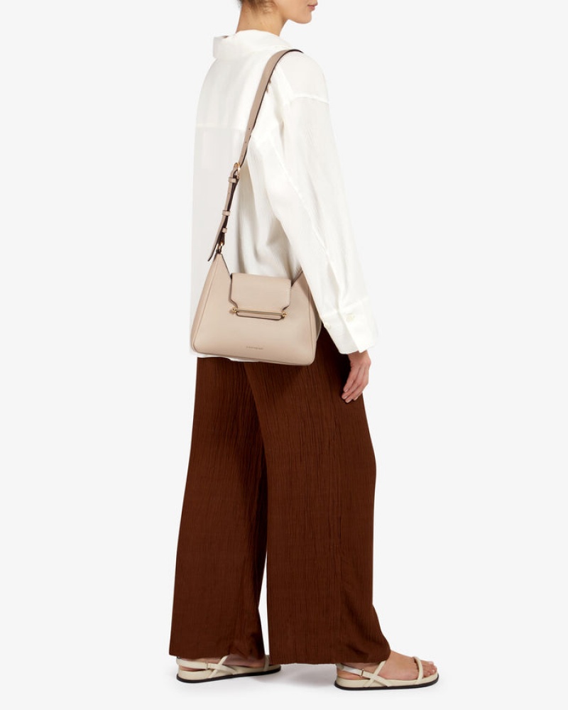 Beige Strathberry Multrees Hobo Crossbody Bag | UK HCAM-46571