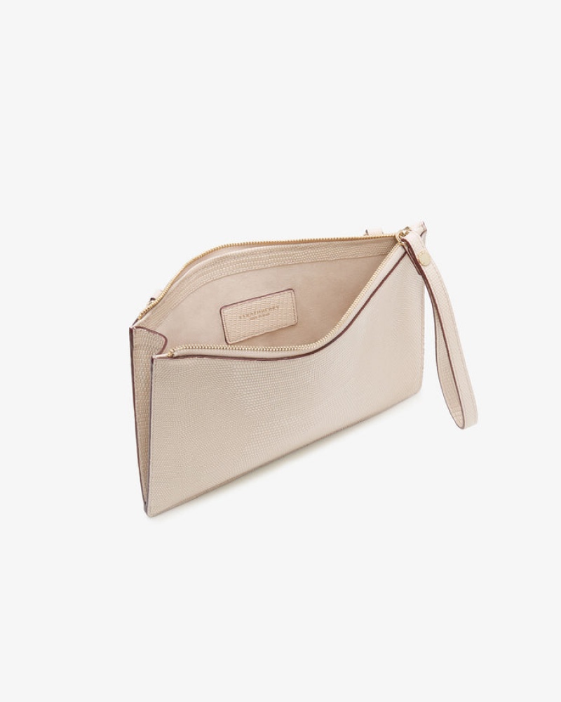 Beige Strathberry Pouch On A Chain Lizard-Embossed Leather Crossbody Bag | UK HGWQ-26143