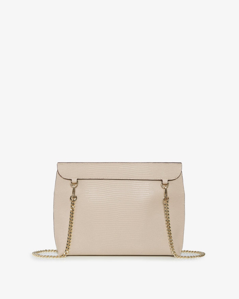 Beige Strathberry Stylist Lizard-Embossed Leather Crossbody Bag | UK GLRA-10574