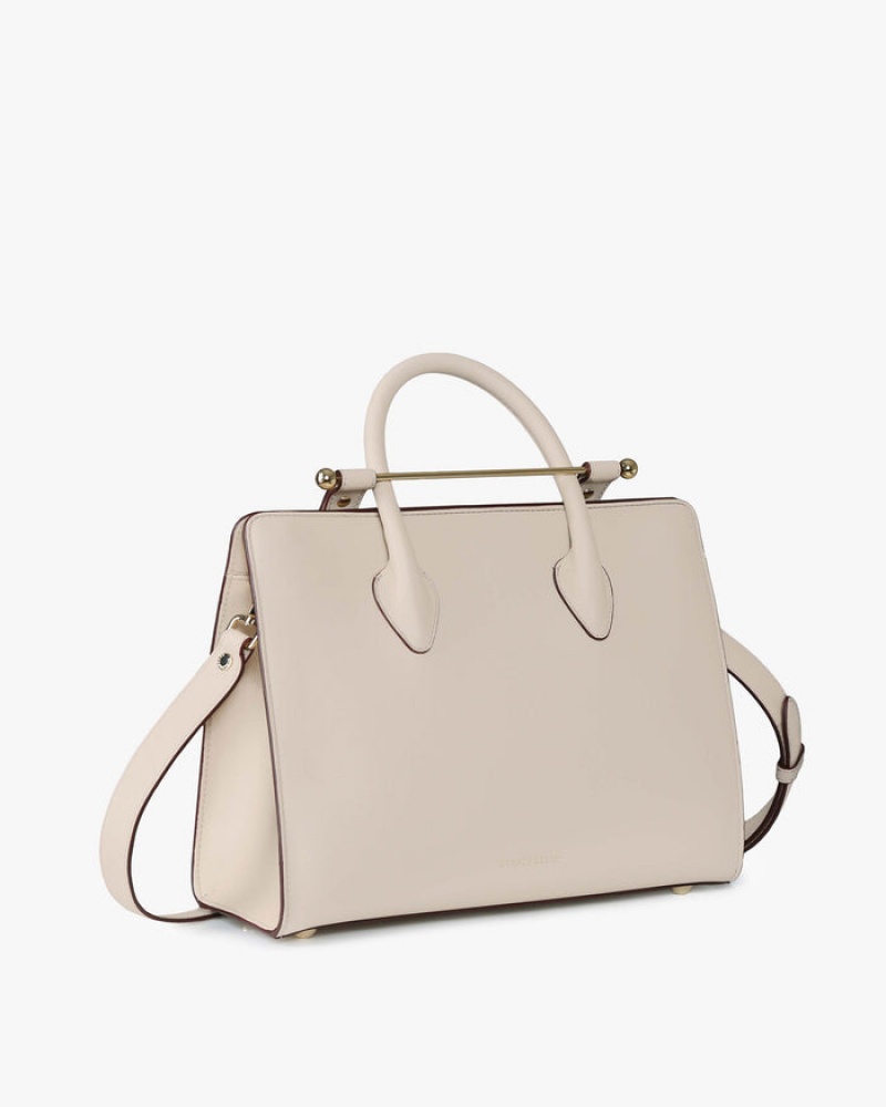 Beige Strathberry The Midi Tote Crossbody Bag | UK NXGV-89124