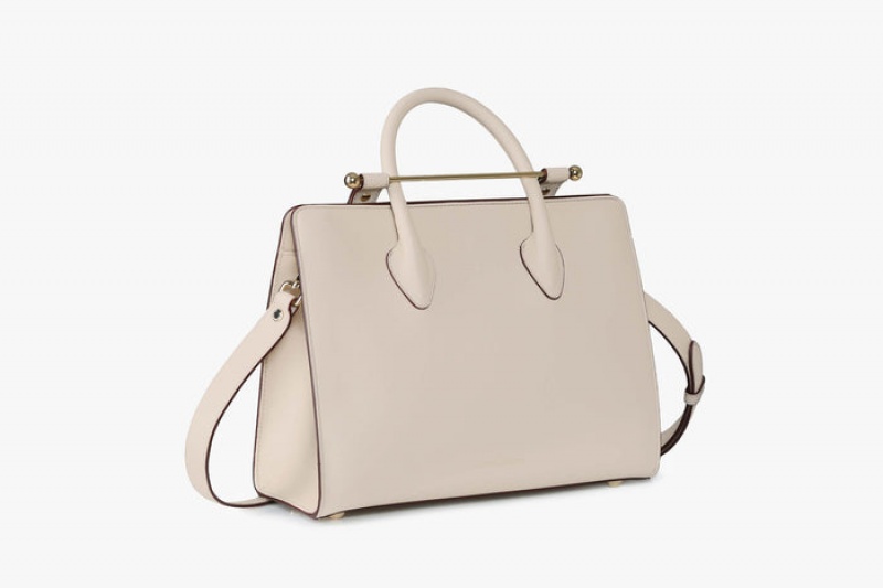 Beige Strathberry The Midi Tote Crossbody Bag | UK NXGV-89124