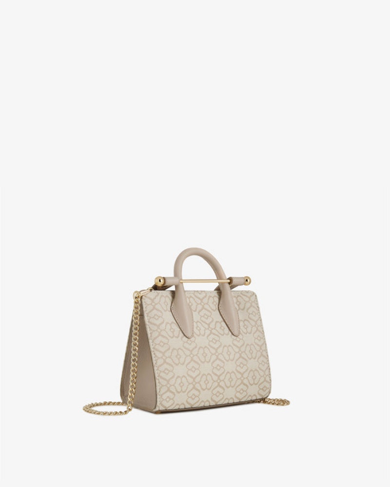 Beige Strathberry The Nano Tote Leather Mini Bag | UK AUSK-75369