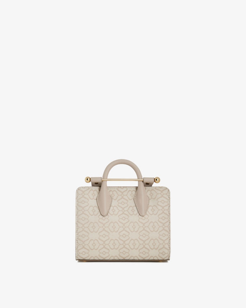 Beige Strathberry The Nano Tote Leather Mini Bag | UK AUSK-75369