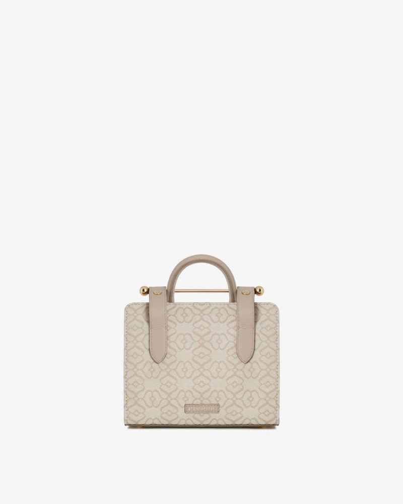 Beige Strathberry The Nano Tote Leather Mini Bag | UK AUSK-75369