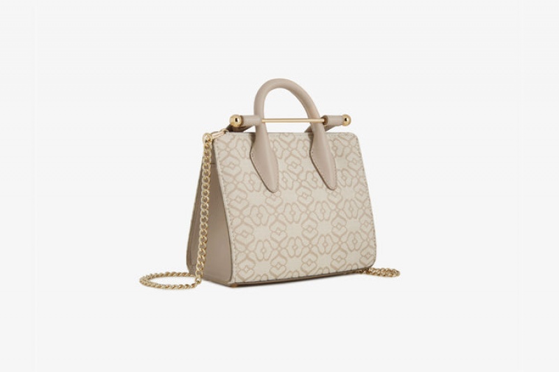 Beige Strathberry The Nano Tote Leather Mini Bag | UK AUSK-75369