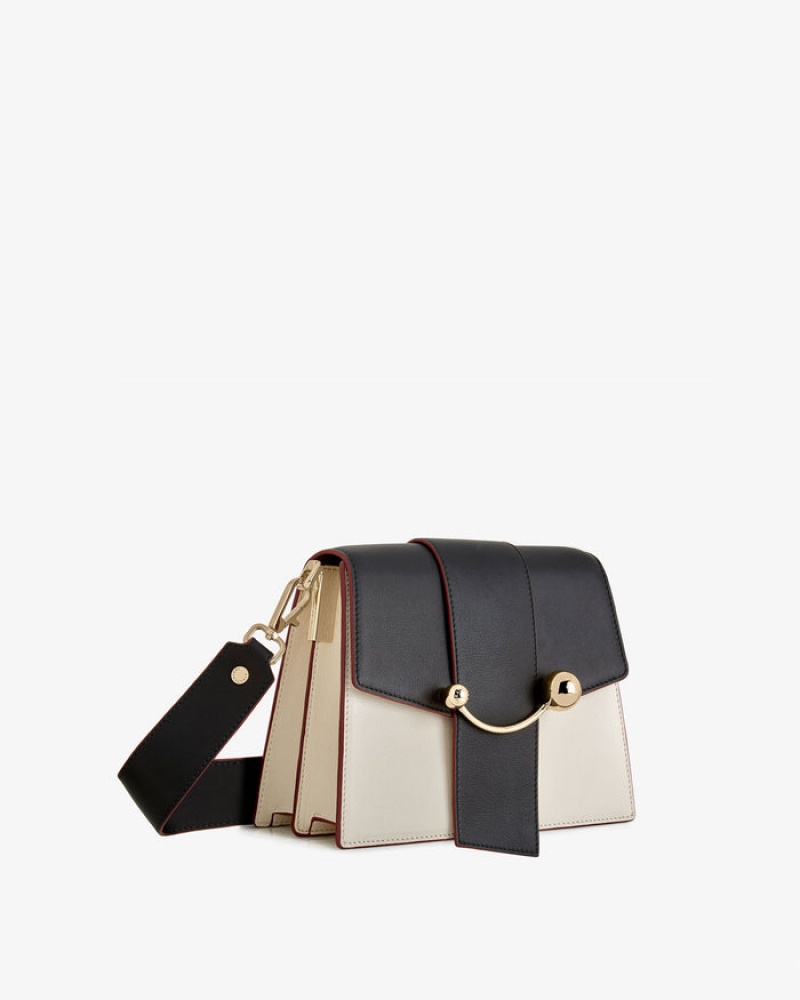 Black Beige Strathberry Box Crescent With Edge Shoulder Bag | UK INBJ-01369