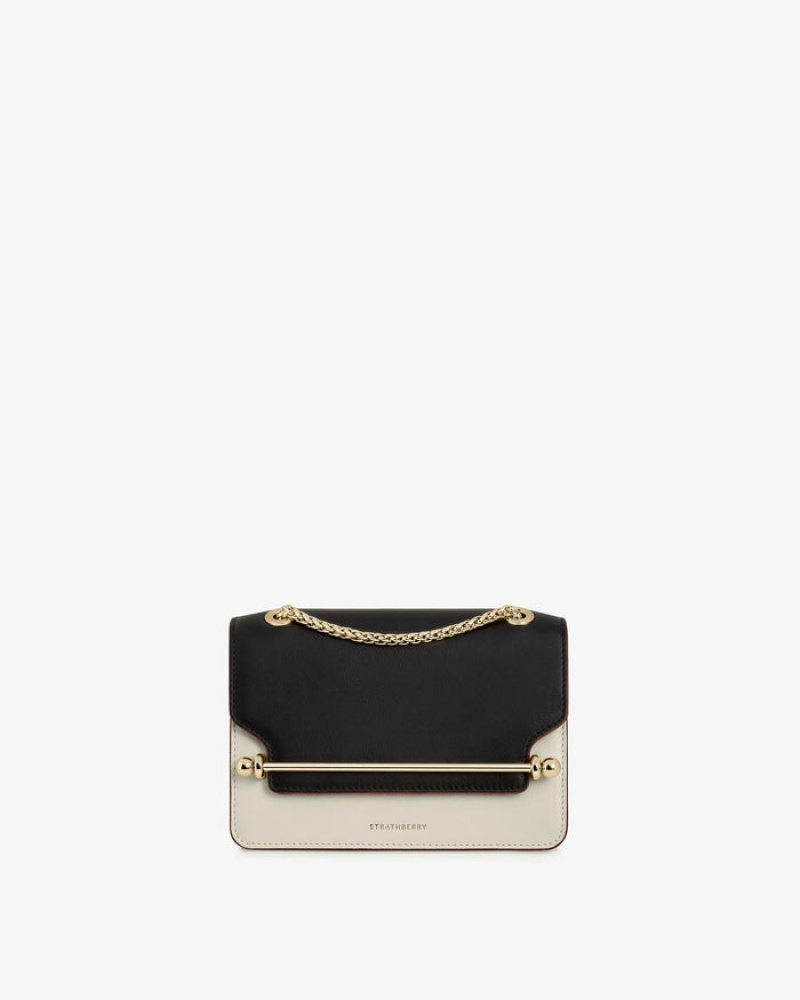 Black Beige Strathberry East/West Mini With Edge Shoulder Bag | UK IDPQ-24795