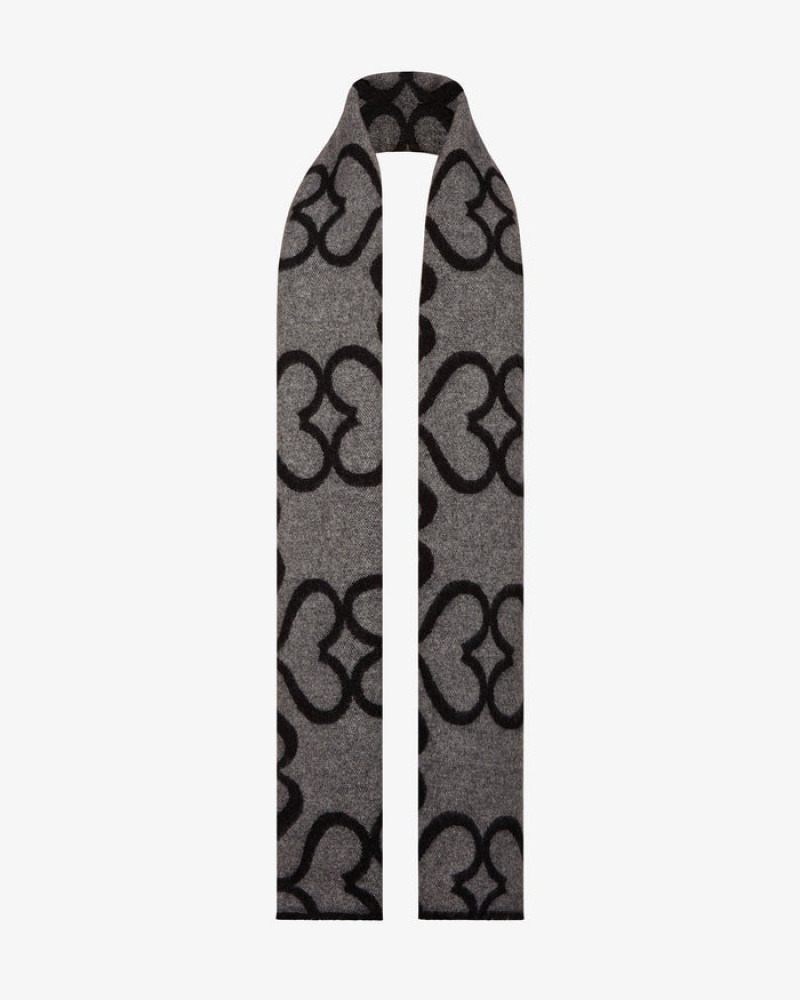 Black Grey Strathberry Cashmere Wool Monogram Scarf | UK FQHU-51284