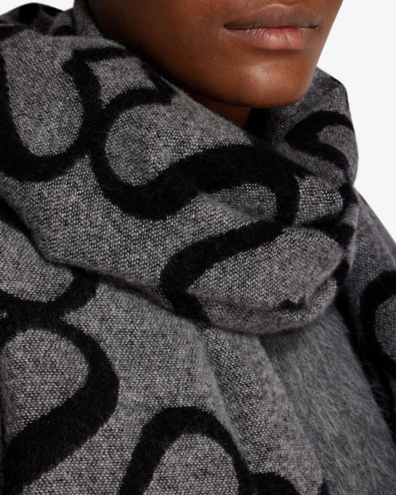 Black Grey Strathberry Cashmere Wool Monogram Scarf | UK FQHU-51284