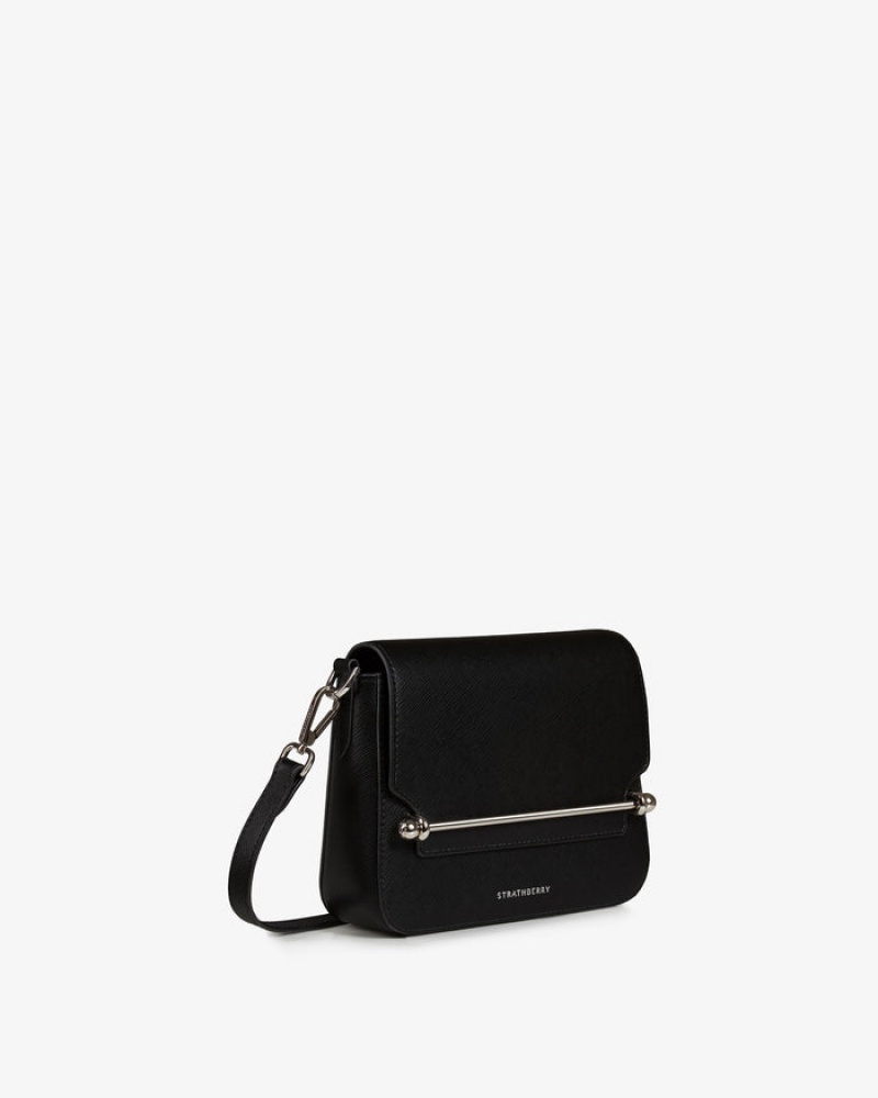 Black Strathberry Ace Mini With Hardware Top Handle Bag | UK WPUD-41709