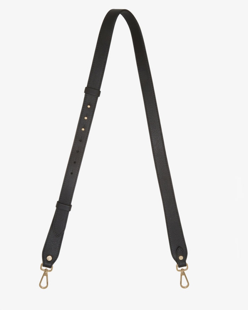 Black Strathberry Adjustable Leather Bag Strap | UK UGQT-85347