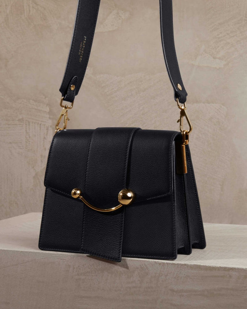 Black Strathberry Box Crescent Crossbody Bag | UK ZNFD-76098