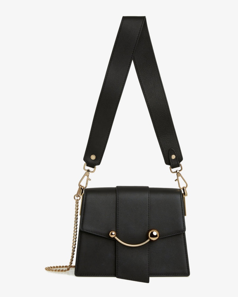 Black Strathberry Box Crescent Crossbody Bag | UK ZNFD-76098