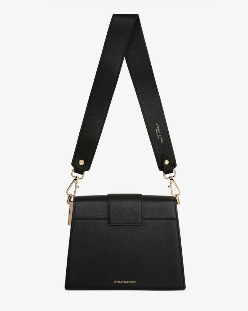 Black Strathberry Box Crescent Mini Bag | UK LOHA-31278