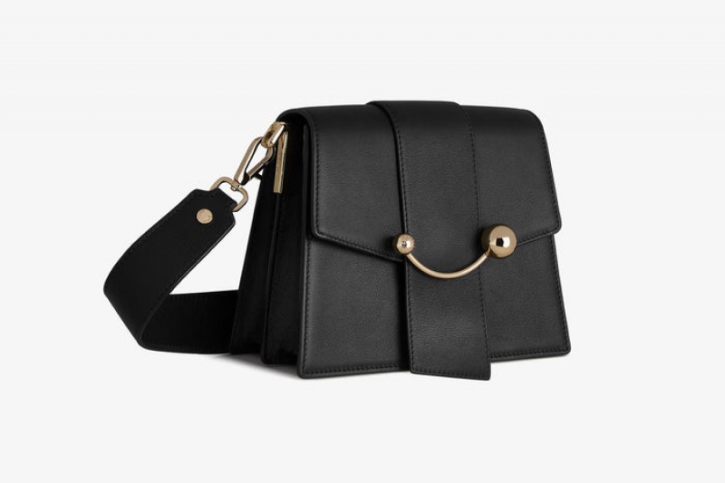 Black Strathberry Box Crescent Shoulder Bag | UK KUAZ-59642