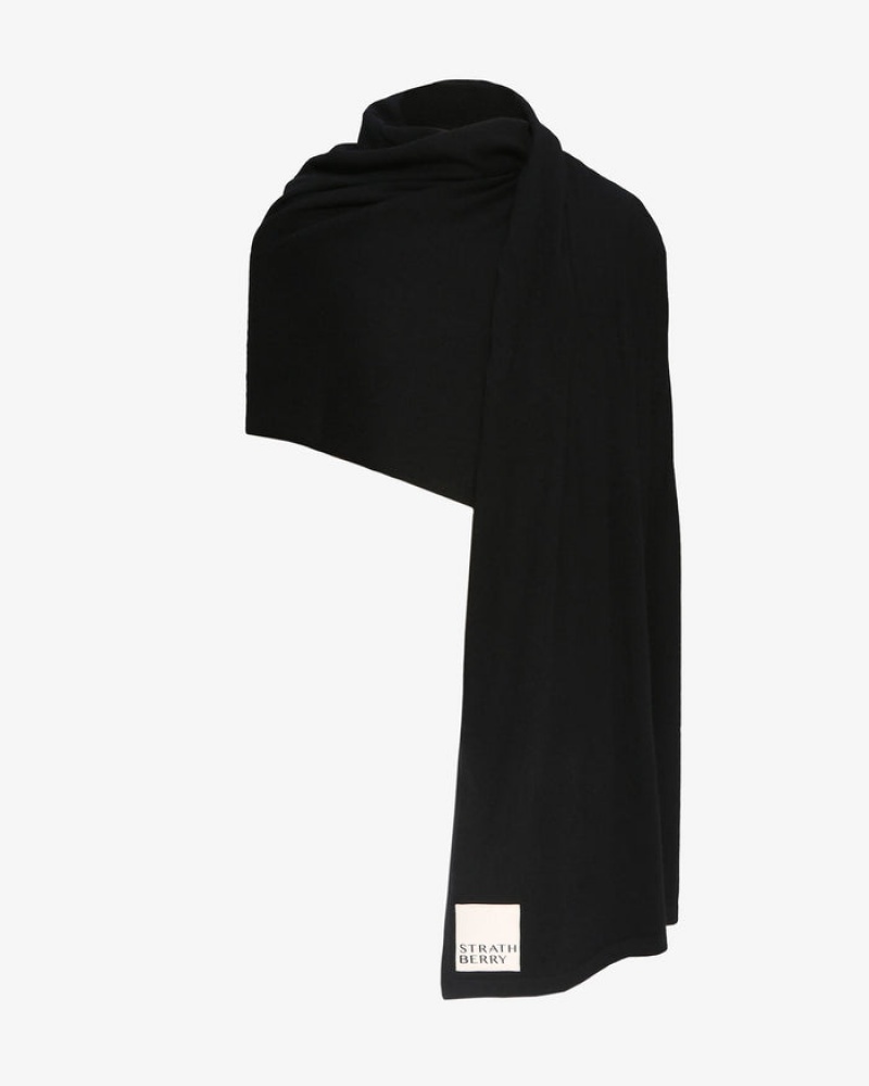 Black Strathberry Cashmere Travel Wrap Scarf | UK DNZK-49138