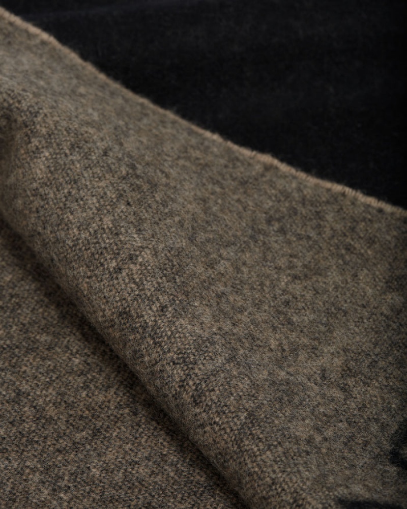 Black Strathberry Cashmere Wool Logo Scarf | UK GRZF-19745