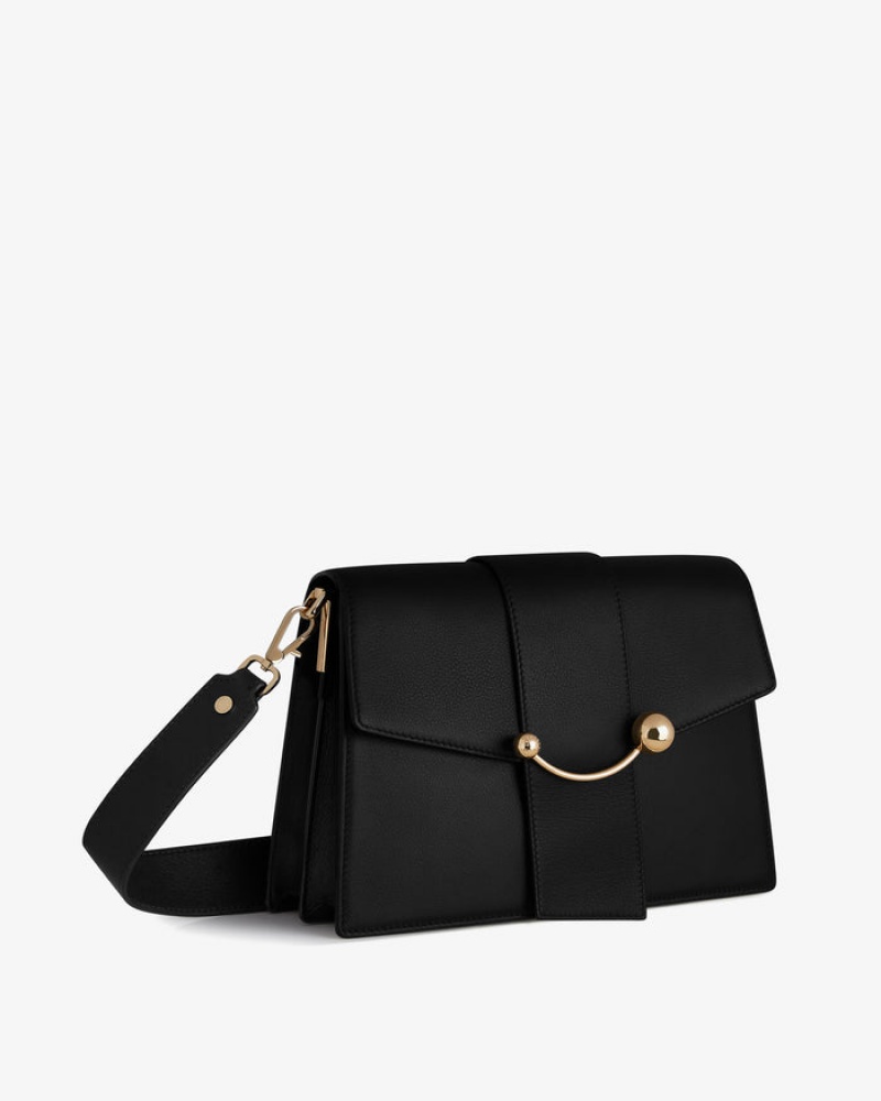 Black Strathberry Crescent Shoulder Bag | UK ALRS-72630