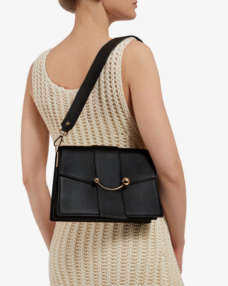 Black Strathberry Crescent Shoulder Bag | UK ALRS-72630