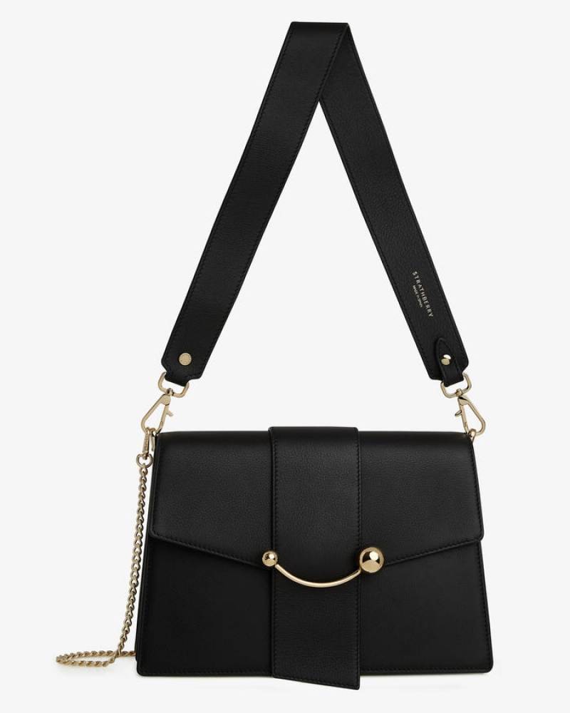 Black Strathberry Crescent Shoulder Bag | UK ALRS-72630