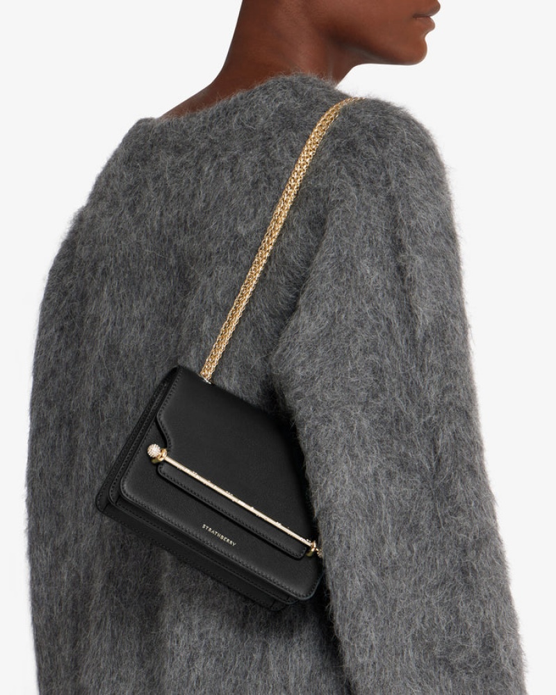 Black Strathberry East/West Mini Shoulder Bag | UK AJZB-29064