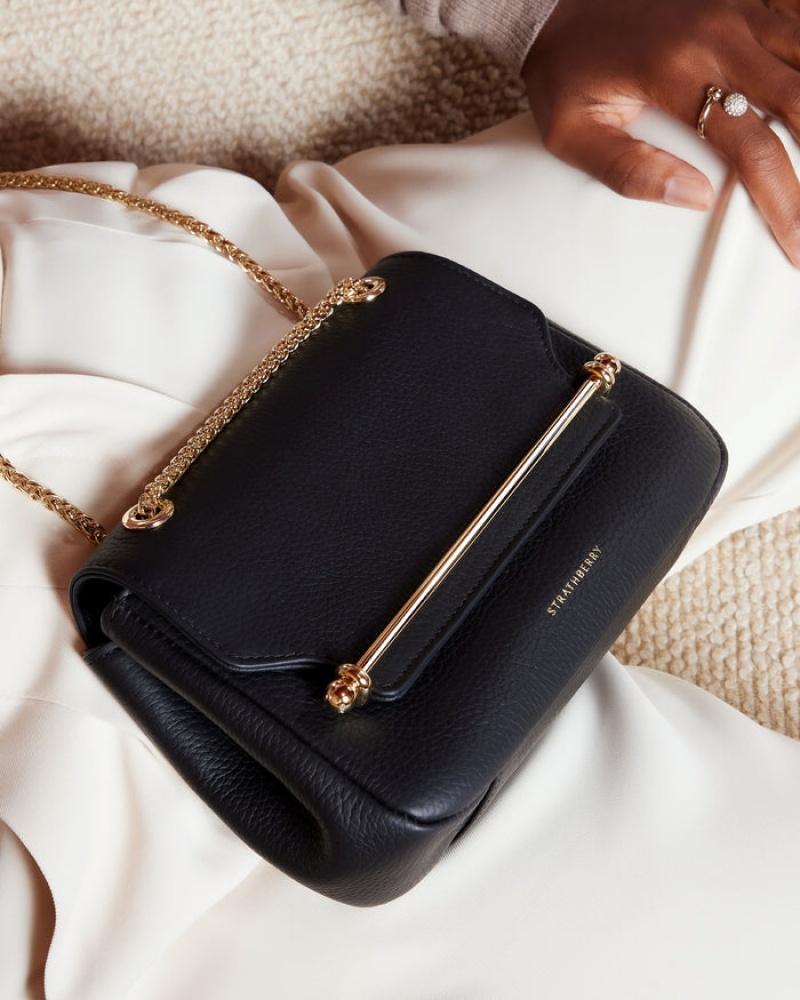 Black Strathberry East/West Mini Soft Crossbody Bag | UK YZWN-91573