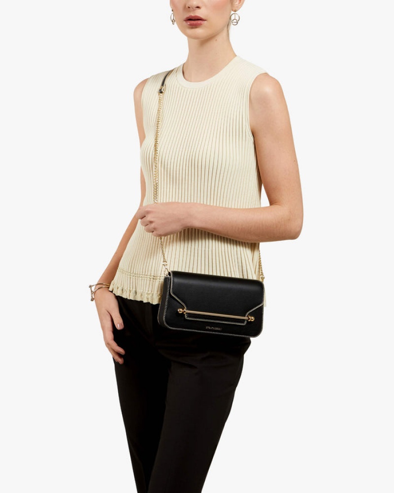 Black Strathberry East/West Omni With Edge/Stitch Shoulder Bag | UK KMSA-34586