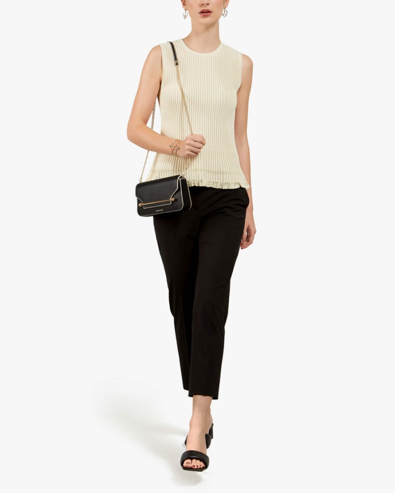 Black Strathberry East/West Omni With Edge/Stitch Clutch Bag | UK CEQB-28607