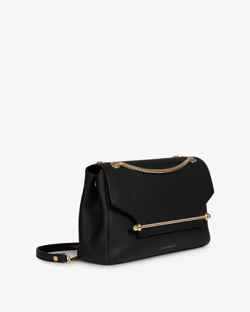 Black Strathberry East/West Soft Crossbody Bag | UK OKID-74256