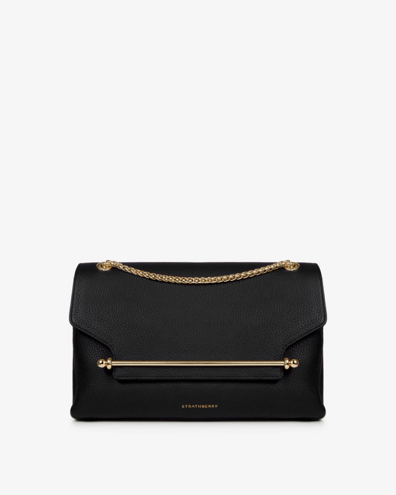 Black Strathberry East/West Soft Crossbody Bag | UK OKID-74256