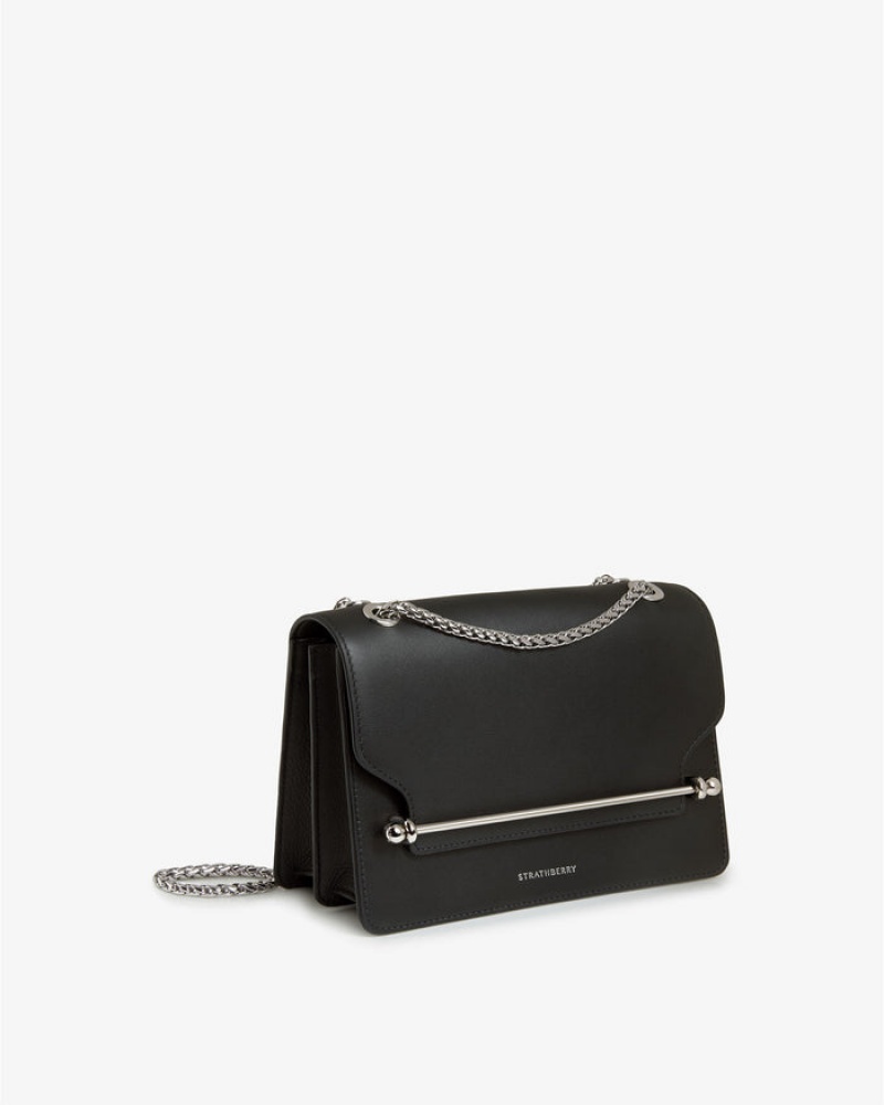 Black Strathberry East/West With Hardware Shoulder Bag | UK BGIK-20645