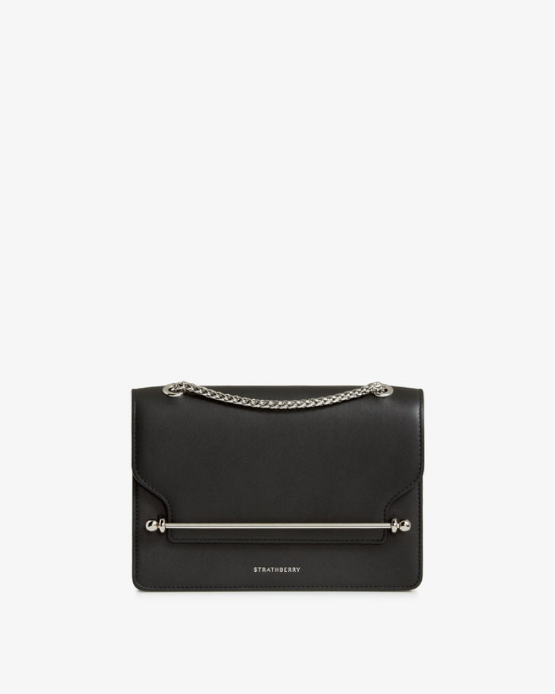 Black Strathberry East/West With Hardware Shoulder Bag | UK BGIK-20645