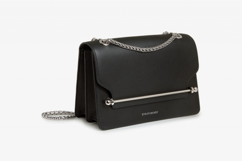 Black Strathberry East/West With Hardware Shoulder Bag | UK BGIK-20645