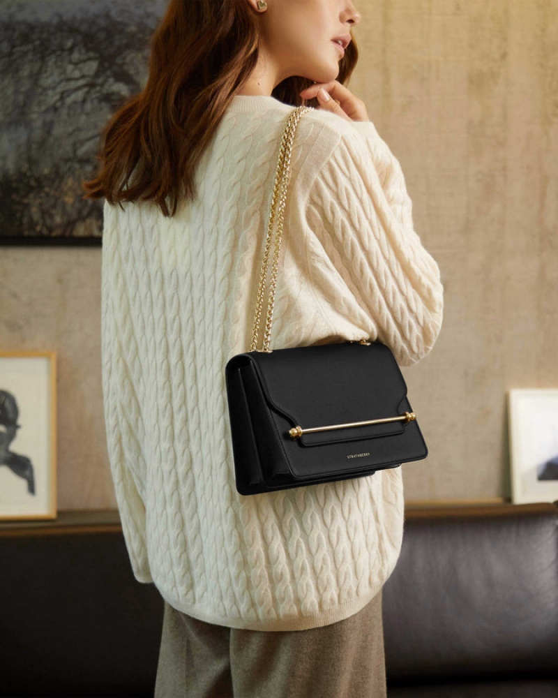 Black Strathberry East West Crossbody Bag | UK QINF-56280