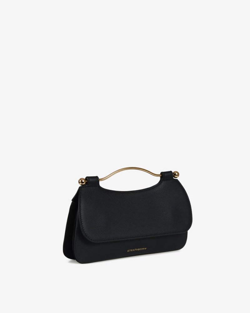 Black Strathberry Harmony Leather/Suede Crossbody Bag | UK SWDH-76501