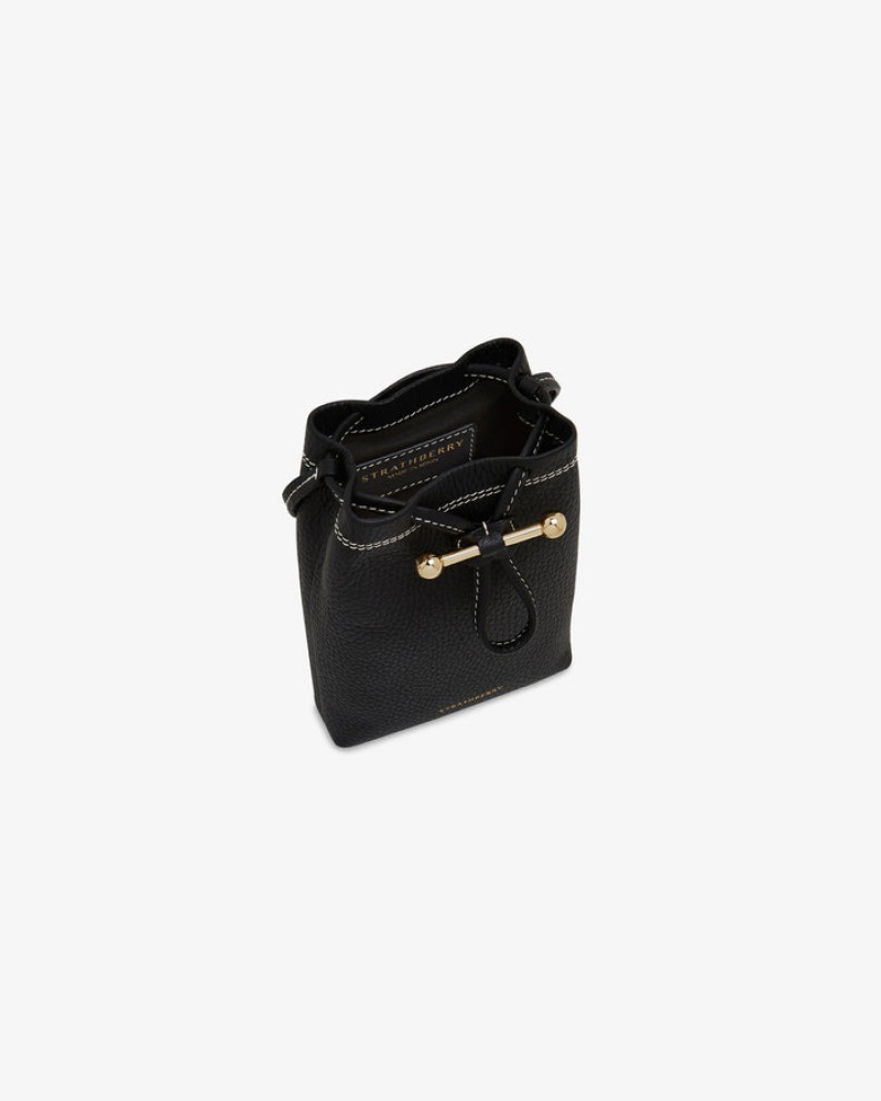 Black Strathberry Lana Osette Pouch With Stitch Mini Bag | UK YBTX-68719