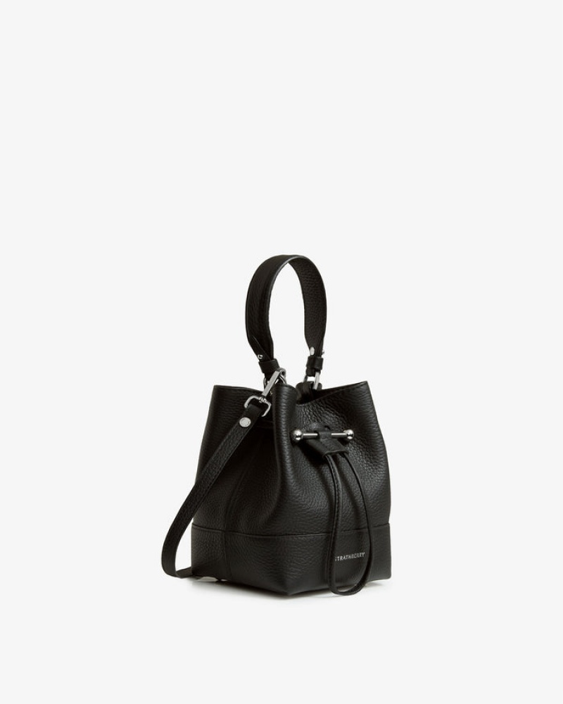 Black Strathberry Lana Osette With Hardware Top Handle Bag | UK HAEC-64803