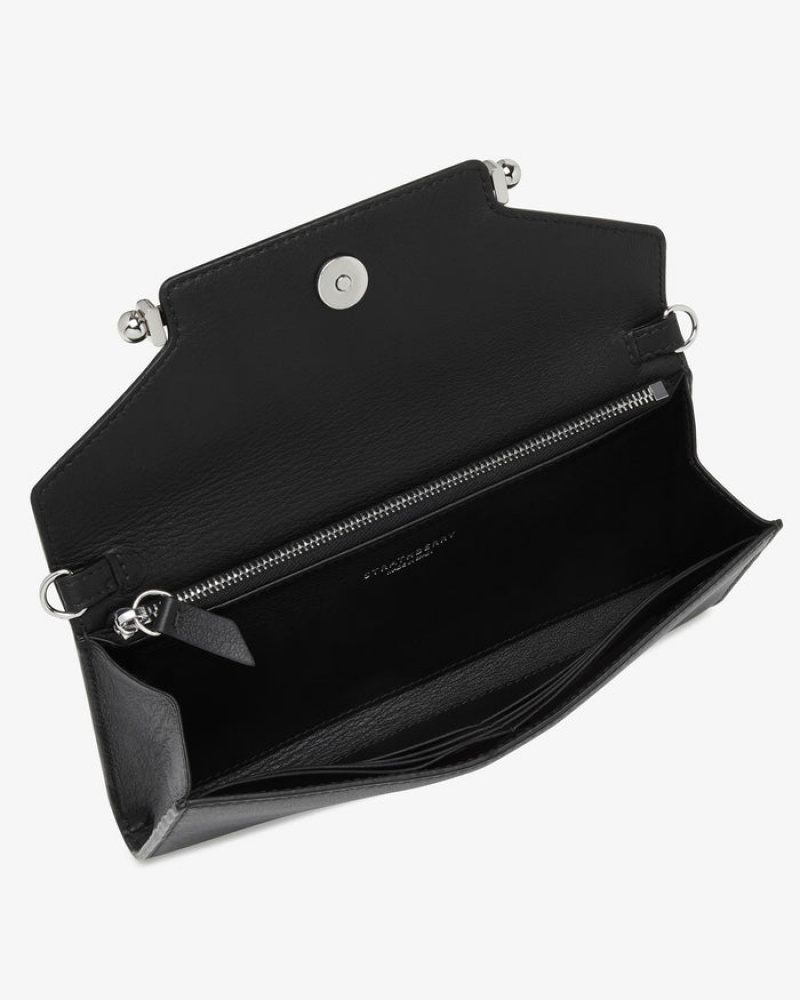 Black Strathberry Multrees Chain Wallet With Hardware Crossbody Bag | UK LXZI-01825