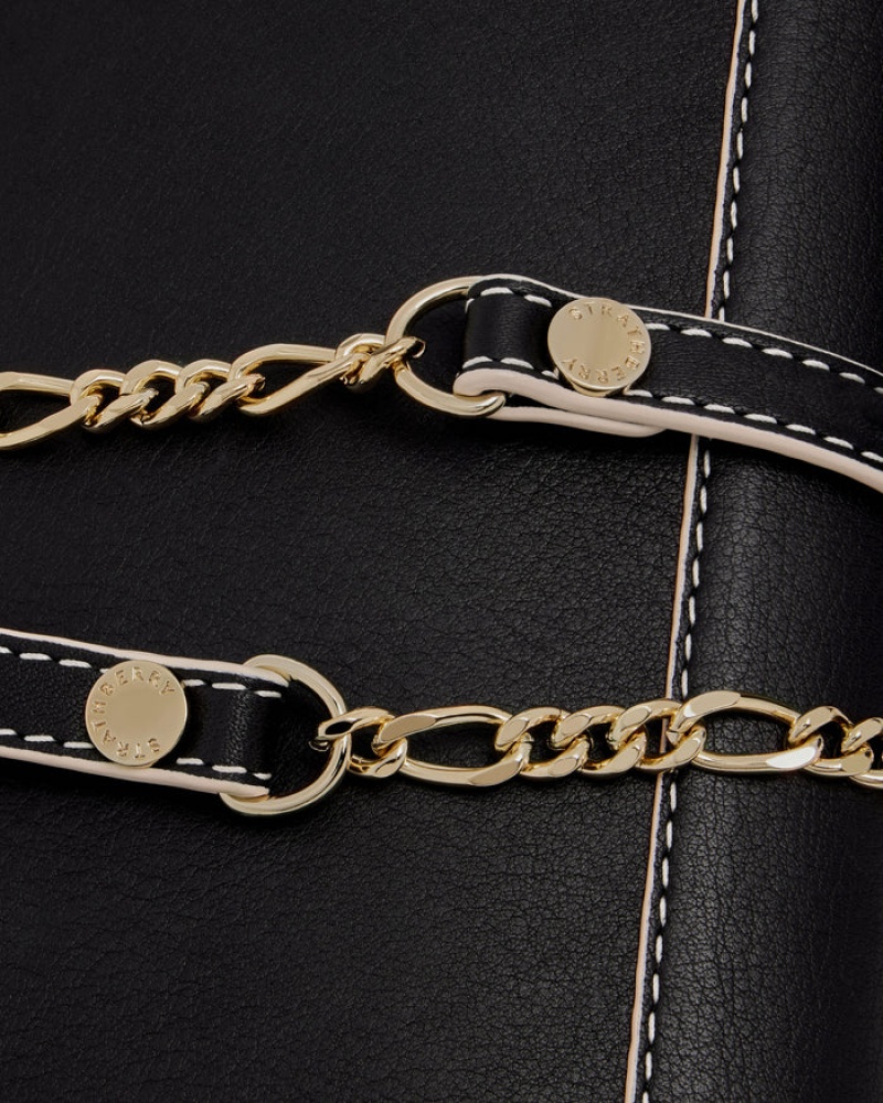 Black Strathberry Multrees Chain With Edge/Stitch Wallet | UK VGFH-56982