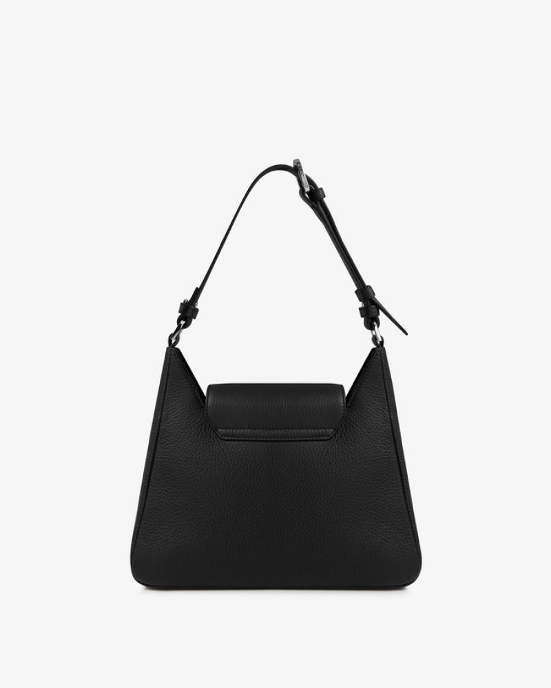 Black Strathberry Multrees Hobo With Hardware Shoulder Bag | UK SLBY-31270