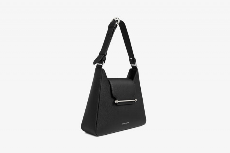 Black Strathberry Multrees Hobo With Hardware Crossbody Bag | UK JDCF-36241