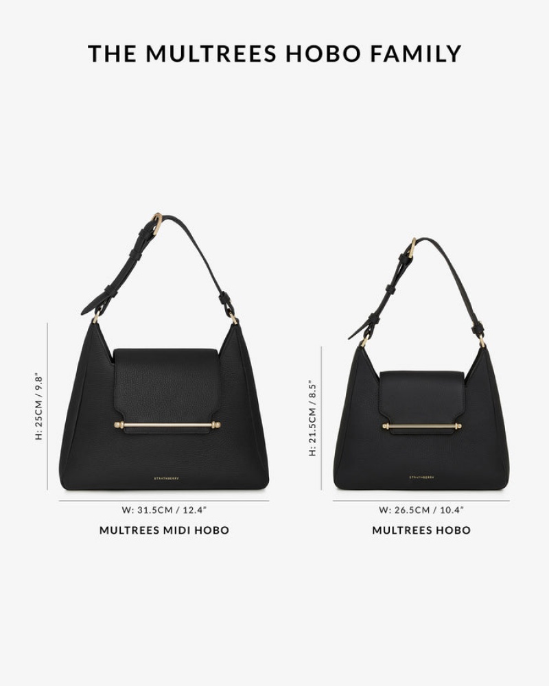 Black Strathberry Multrees Midi Hobo Crossbody Bag | UK NCHU-58972