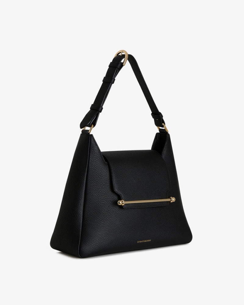 Black Strathberry Multrees Midi Hobo Crossbody Bag | UK NCHU-58972