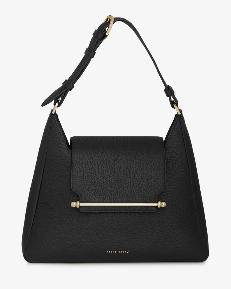 Black Strathberry Multrees Midi Hobo Crossbody Bag | UK NCHU-58972