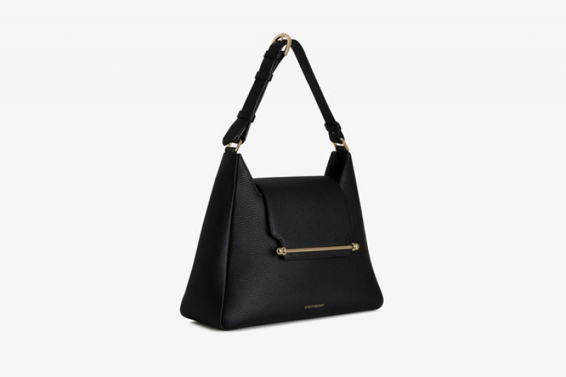 Black Strathberry Multrees Midi Hobo Crossbody Bag | UK NCHU-58972