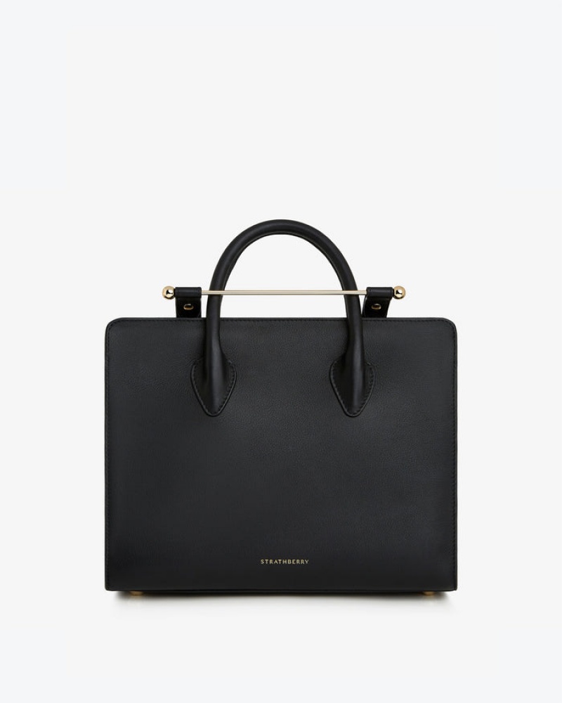 Black Strathberry The Midi Tote Crossbody Bag | UK YKDU-67403