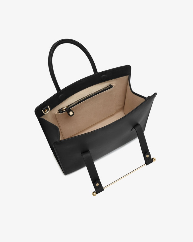 Black Strathberry The Midi Tote Shoulder Bag | UK DTRX-67813